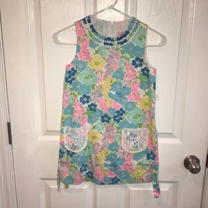 Lily Pulitzer Blue/Pink Shift w Lace Pockets, Sz 8